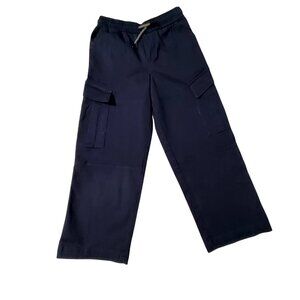 Boys Cargo Pants Navy Blue S/6/7 Elastic Waist 100% Cotton All Season Casual